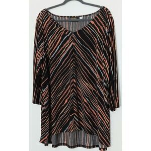 Bob Mackie Wearable Art Top Women's Size 2X Black Orange & Brown Tunic Pre-owned